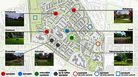 Overzicht speelplekken Borgele. Zie voor informatie de alinea Overzicht speelplekken Borgele. Meer weten over het ontwerp? Neem contact op via webredactie@deventer.nl.